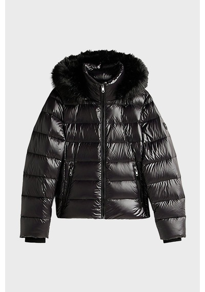 Tommy Hilfiger Ww0ww47354 Gloss Hw Down Slim Kadın Mont Siyah