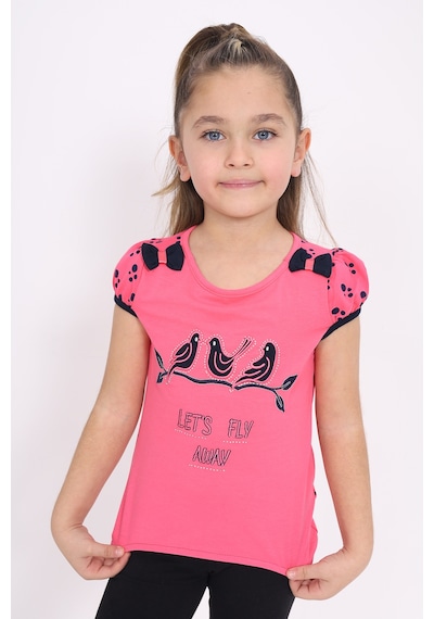 Toontoy Kids Toontoy Kız Çocuk Nakış Detaylı Tişört Fuşya