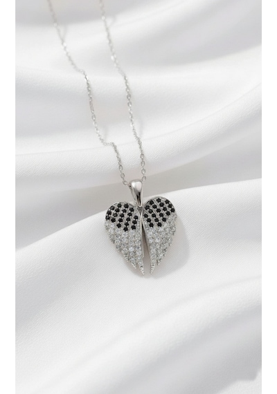 Çekirdekjewelry 925 Ayar Gümüş Kişiye Özel Kanatlı Kolye Rodyum