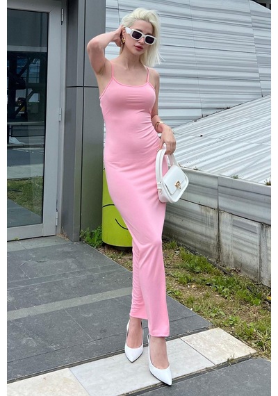 Madmext Pembe Uzun Asklı Basic Elbise Mg1852-pembe Pembe