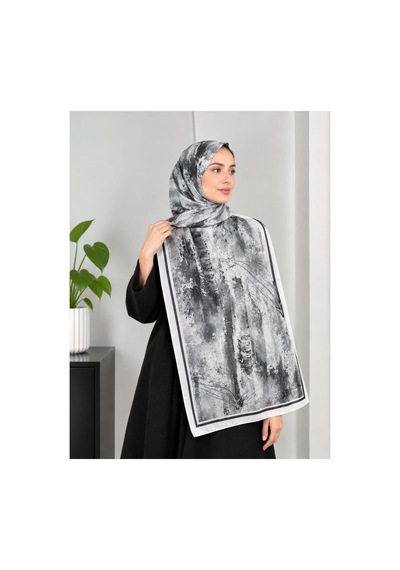 Ardün Hijab Desenli Bambu Kraş Şal Tok Duruşlu, Şık Ve Modern Kadın Şal Siyah - 938078175 Siyah