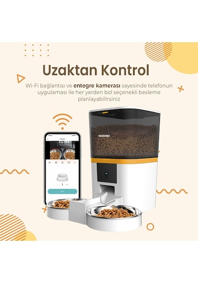 Tr Qq005 Gece Görüşlü 480p Kameralı Akıllı Otomatik Kedi Mama Kabı, Tuya App-wifi Uzaktan Kontrol, Sesle Çağı