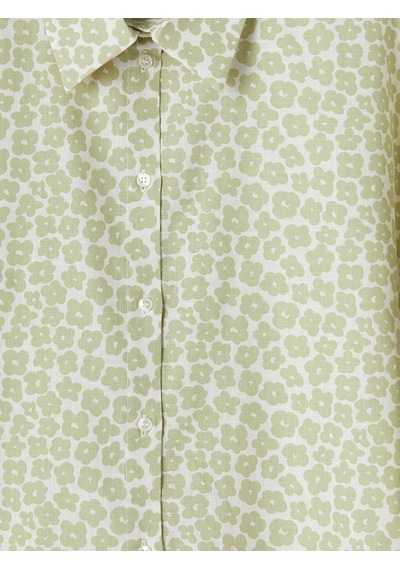Lcw Modest Yeşil Desenli Oversize Kadın Gömlek Tunik