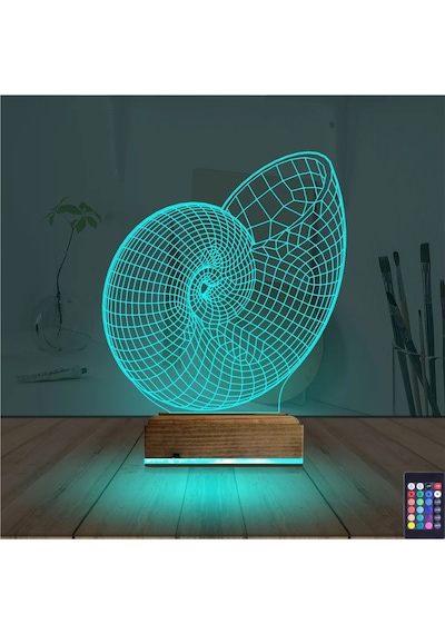 Luvivia Deniz Kabuğu 3d Lamba - Masa Gece Lambası Şeffaf