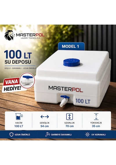 100 Lt Model 1 Kare Su Deposu Tankı Bidonu Karavan