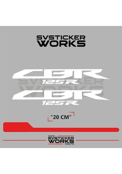 Honda Cbr 125r Sticker Uyumlu Yazı Yüksek Kalite Özel Kesim Folyo 2'li Set Beyaz