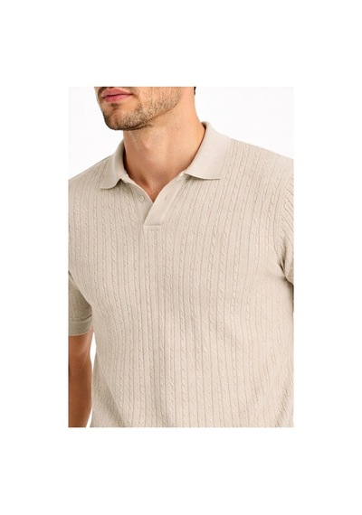 Cazador Erkek Polo Yaka Desenli Triko T-shirt 34215 Taş Taş