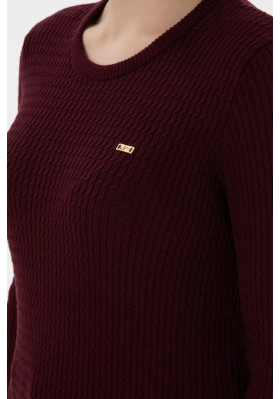 U.S. Polo Assn. Kadın Koyu Bordo Bisiklet Yaka Basic Kazak 50312922-VR175