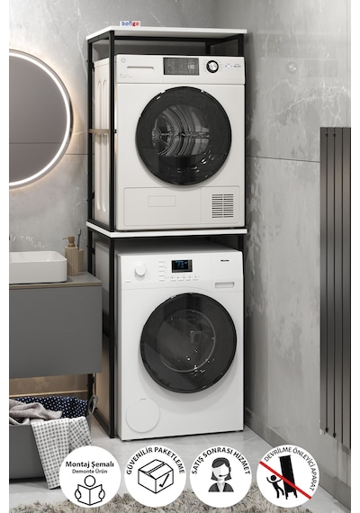 Çamaşır Makinesi Dolabı Kurutma Makinesi Dolabı Metal Banyo Dolabı Seda Beyaz Beyaz