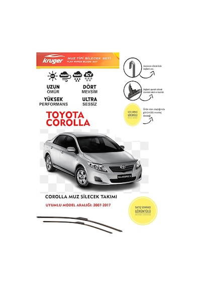 Toyota Corolla Muz Silecek Silgi Silgeç Takımı 2016 Model Araca Özel Aparat