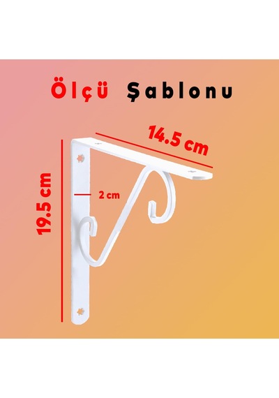 Raf Altı Raf Tutucu Ayak Ferforje Beyaz 195 X 145 Mm 2 Adet Belirtilmemiş