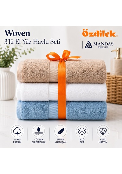 Özdilek -woven 3 Lü Set- Süper Yumuşak El Ve Yüz Havlusu 50x90 Çok Renkli