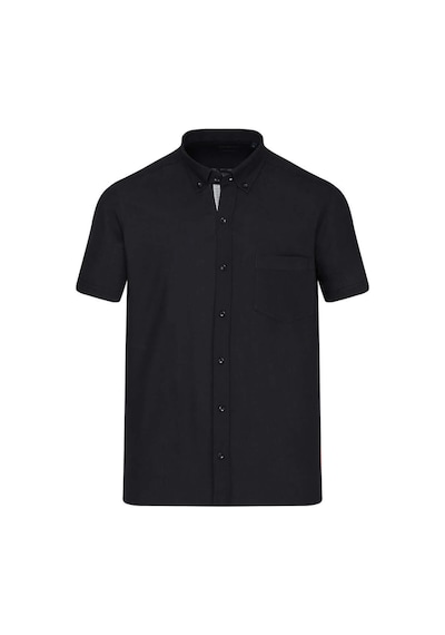 Hatemoğlu Siyah Comfort Fit 100% Pamuk Düğmeli Yaka Kısa Kollu Casual Gömlek 4111999