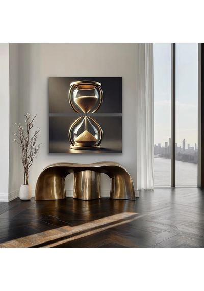 2li Kum Saati Kanvas Tablo 60x120cm X2 Çok Renkli