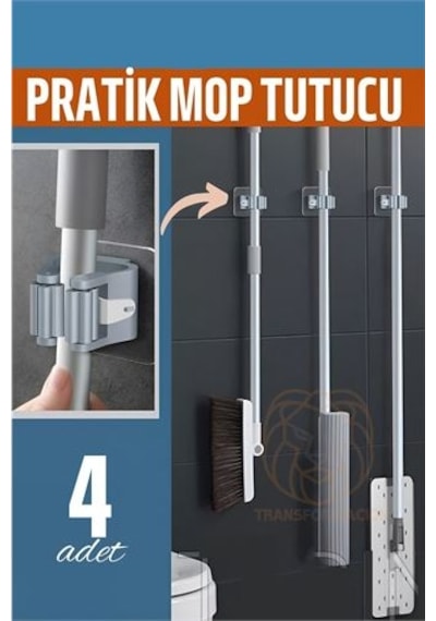 Yapışkanlı Pratik Mop Tutucu 4 Adet Diğer