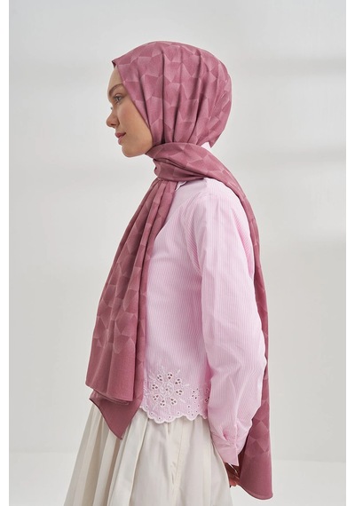 Armanda Cotton Monogram Geometrik Desen Şal 3120 Gül Kurusu