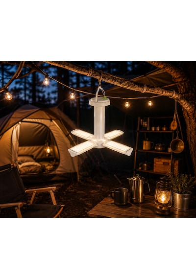 Maxled Led'li Işıldak 36w 3000lm 6500k Şarjlı Type-c Ip44 Pervane Kamp Armatürü / El Feneri Beyaz