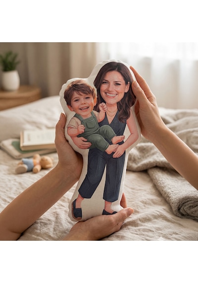 Bk Gift Kişiye Özel Anne&çocuk Tasarımlı Bebek Yastık -1, Anneler Günü Anneye Çok Renkli