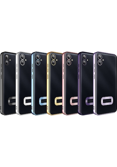 Galaxy A05 Kılıf Kamera Korumalı Logo Gösteren Zore Omega Kapak Gümüş