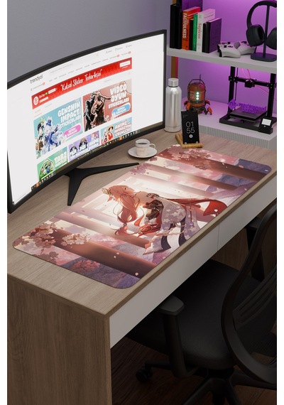 Yae Miko Genshin Impact Anime Gacha V2 - 90x40 Xxl Gaming Mouse Pad Fare Altlığı