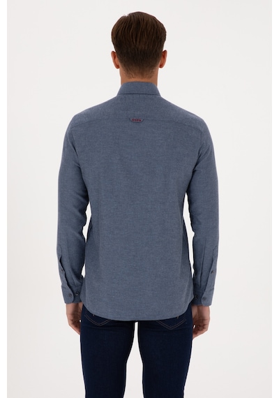 U.S. Polo Assn. Erkek İndigo Uzun Kollu Basic Gömlek 50307686-VR028 U.S. Polo Assn. Erkek İndigo Uzun Kollu Basic Gömlek 50307686-VR028