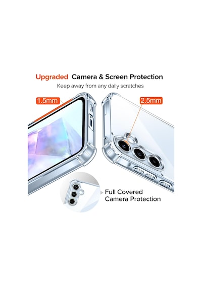 Samsung Uyumlu Galaxy A55 Kılıf Köşe Korumalı Şeffaf Silikon +9h Cam Set