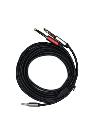 5 Metre 3.5 Mm To 2 X 6.35 Mm Ses Kablosu - Aux To Çivi Jak Mikser Ve Amfi Bağlantı Kablosu