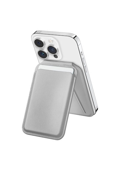 Buff Apple Uyumlu iPhone Walletmag 2.0 Stant Manyetik Deri Cüzdan Gray Gri