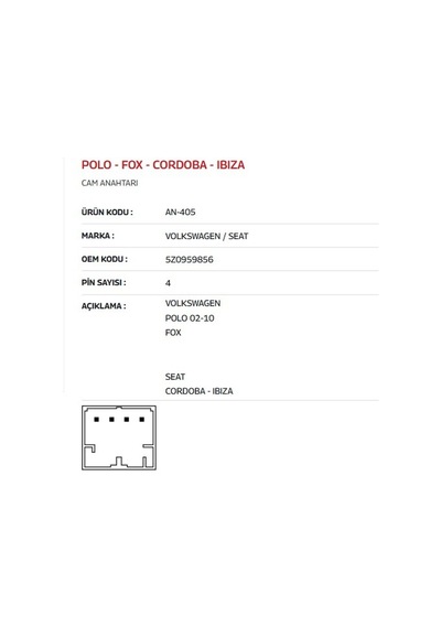 Volkswagen Vw Polo Sağ Cam Açma Kapama Anahtarı 2003 2010 Seat Cordoba İbiza Cam Açma Anahtarı 1 Adet