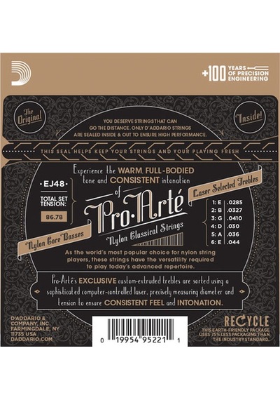 D'addario Ej48 80/20 Bronze Pro-Arté Nylon. Hard Tension Takım Te