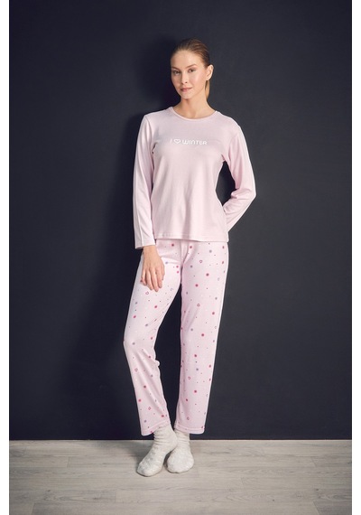 Fullamoda Yazı Baskılı Bisiklet Yaka 2 Li Pijama Takımı 24mıcg631216551-lila LILA