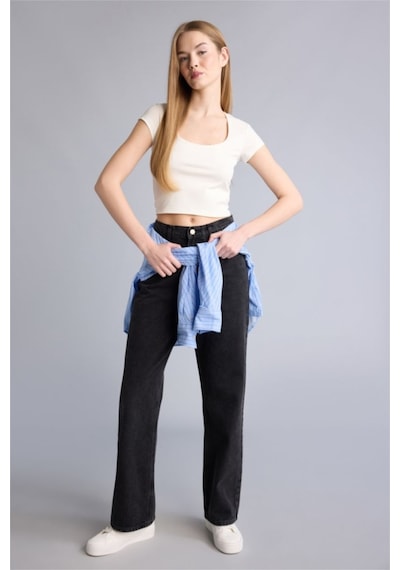 Defacto Crop Beyaz Kadın T-shirt H1560ax/wt32