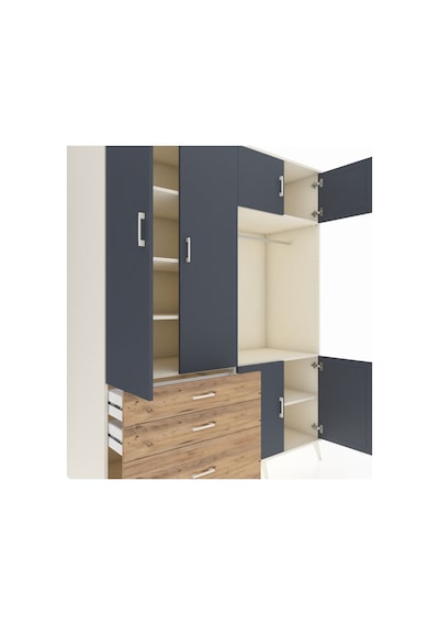 Kronos Gardrop 7 Raflı 3 Çekmeceli Tek Askılı 176x59x221 Aytaşı-antrasit/çam Antrasit/çam Kronos Gardrop 7 Raflı 3 Çekmeceli Tek Askılı 176x59x221 Aytaşı-antrasit/çam Antrasit/çam