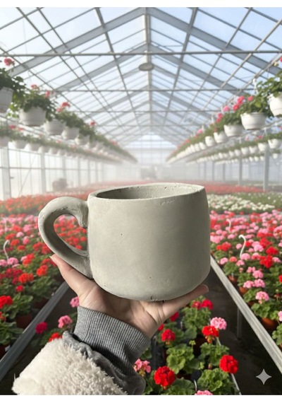 ''coffeelover'' Serisi Kulplu Beton Saksı