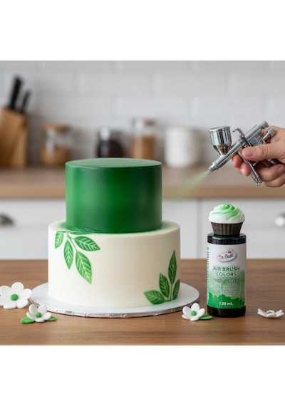 Airbrush Gıda Boyası Yeşil 120 Ml Pasta, Şeker Hamuru Ve Fondan İçin Profesyonel Boya