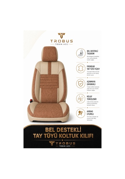 Volvo V40 2012-2019 Uyumlu Apex Serisi Bej Kahve Oto Koltuk Kılıfı