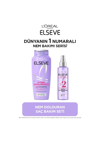 ELSEVE Hydra [hyaluronic] Nem Dolduran Şampuan 300ml Nem İle Dolgunlaştıran Serum 150ml Seti
