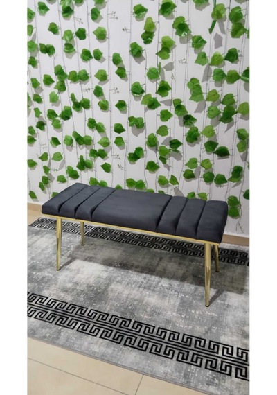 Özcan Metal Gold Metal Ayaklı Metal Kasalı Bench Mutfak Salon Antre Yatak Odası Balkon Puf Bank Füme
