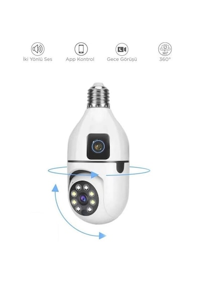 Torima CMR-13 Çift Kameralı 360 Full HD 1080P Ampul Smart IP Güvenlik Kamerası