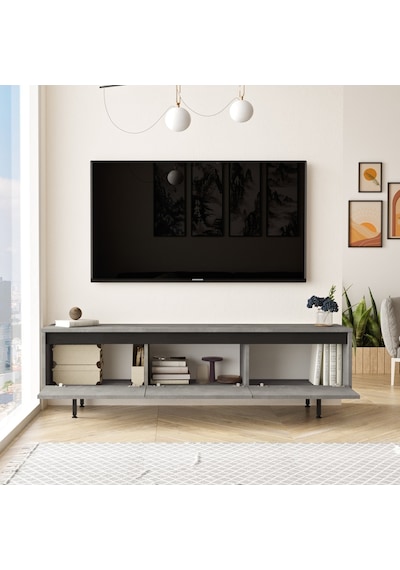 Robinhome Robin Home Diego Tv Ünitesi Tv Sehpası Metal Ayaklı 160Cm Beton-S