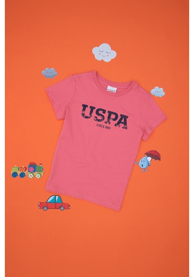 U.S. Polo Assn. Erkek Çocuk Pembe Basic Bisiklet Yaka Tişört 50306512-VR167