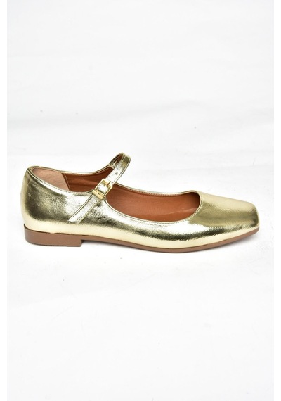 Fox Shoes S726252508 Altın Rugan Kadın Babet Altın