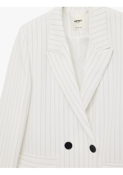 Koton Düğmeli Cep Detaylı Kruvaze Yaka Blazer Ceket Beyaz Çizgili 6sak50106uw Beyaz Çizgili Koton Düğmeli Cep Detaylı Kruvaze Yaka Blazer Ceket Beyaz Çizgili 6sak50106uw Beyaz Çizgili