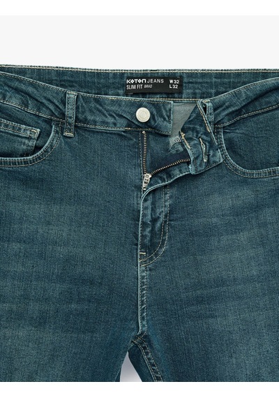 Koton Slim Fit Brad Yeşil Erkek Jean Pantolon 7wam40085nd