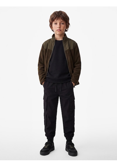 Koton Cepli Fermuarlı Uzun Kollu Dik Yaka Polar Sweatshirt Haki 7wkb10264tk