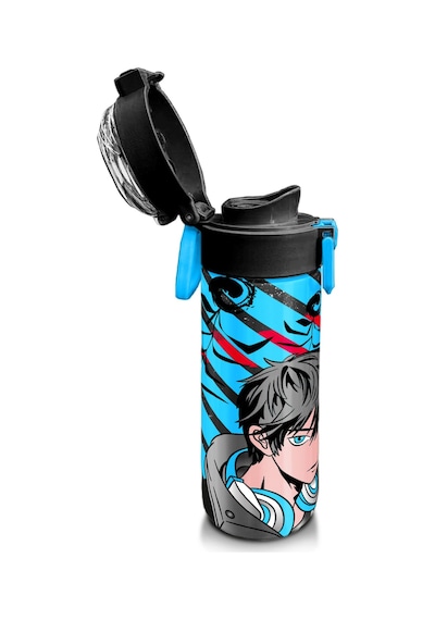 Coral High Kids Siyah Mavi Anime Desenli Pipetli Ve Direkt İçim Çelik Termos 500 Ml 31840 Mavi - Siyah