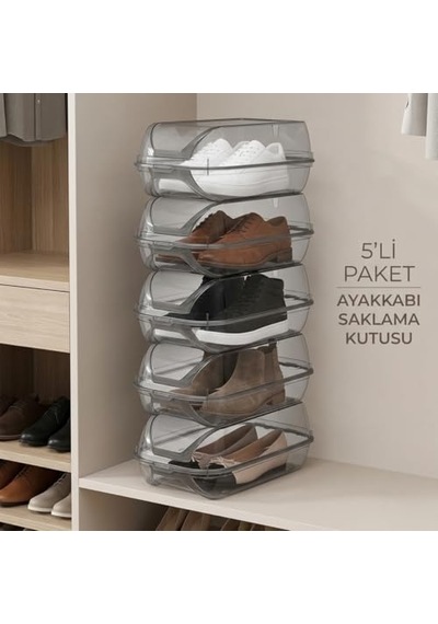 Füme Kilit Kapak Unisex Ayakkabı Saklama Kutusu Modüler Yapı Ayakkabı Depolama - 5 Adet Diğer Füme Kilit Kapak Unisex Ayakkabı Saklama Kutusu Modüler Yapı Ayakkabı Depolama - 5 Adet Diğer