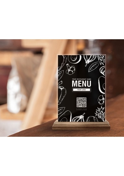 Bk Gift Restoran & Cafe & Barlara Özel Ahşap Standlı Pleksi Qr Kod Menü, Cafe&bar İçin Qr Kodlu Tabela, Qr Kodlu Masa Dekoru - 10 Adet-13