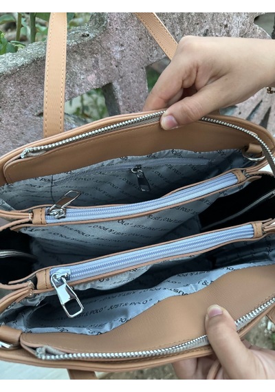 Just Polo Kadın Gofraj Baskılı Orijinal El Ve Omuz Çantası Ayarlanabilir Askısıyla 2120mh Vizon