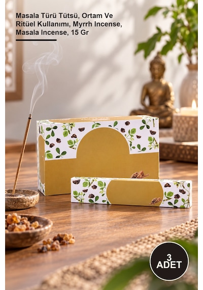 3 Adet Myrrh Masala Tütsü Masala Türü Tütsü, Ortam Ve Ritüel Kullanımı, Myrrh Incense, Masala Incense, 15 Gr
